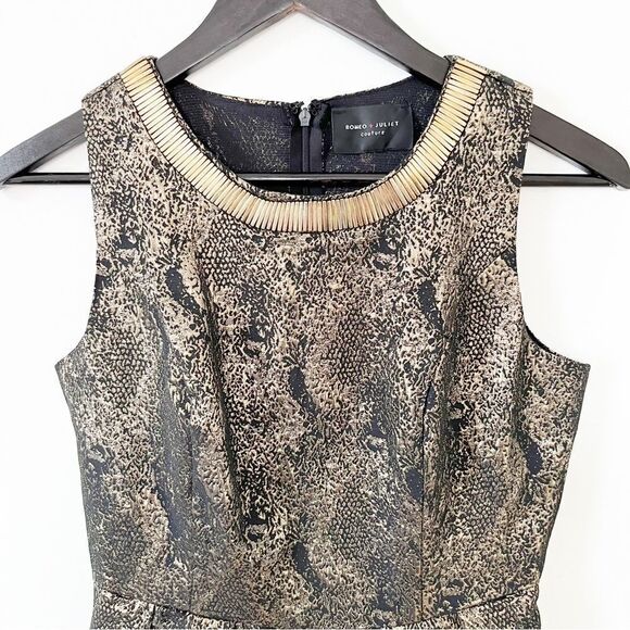 Romeo & Juliet Couture Gold Mini Dress - Picture 6 of 12